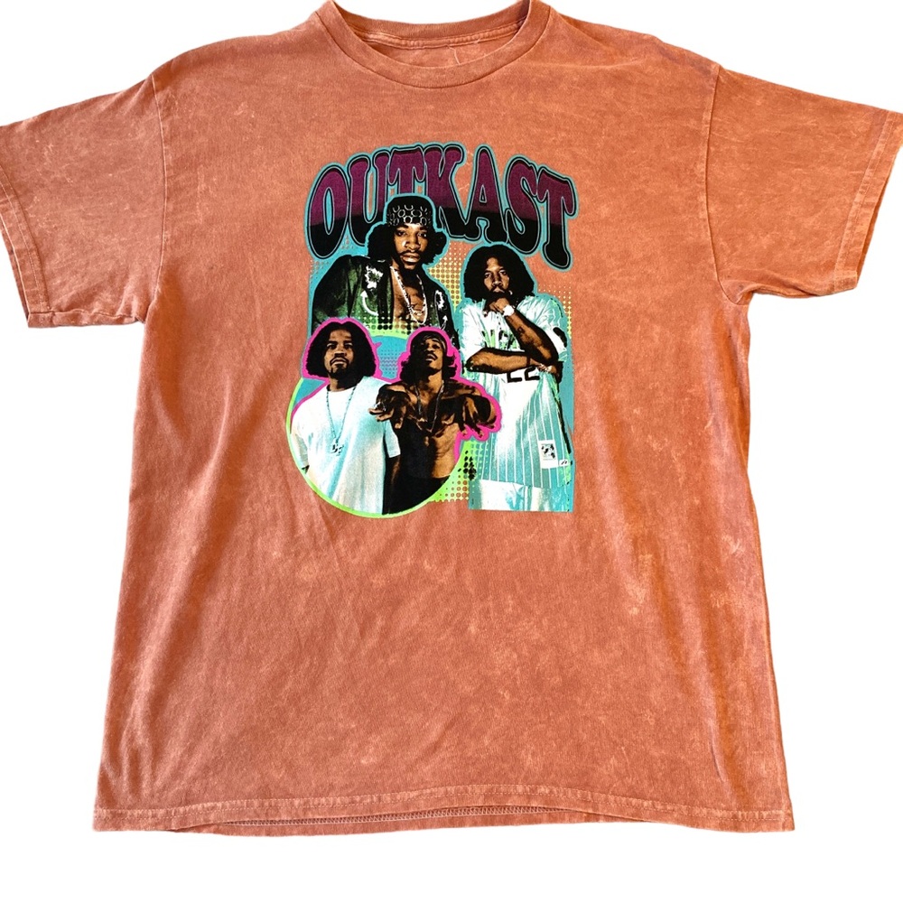OutKast orange mineral wash graphic tee t-shirt size L large NWOT